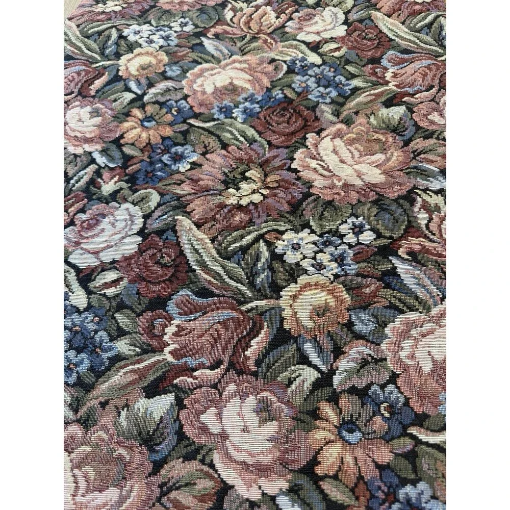 VTG Pier 1 Imports Floral Tapestry Table Runner 16x72 Woven Cotton India